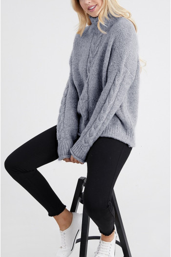 HIGH NECK LONG SLEEVE TOP SWEATER